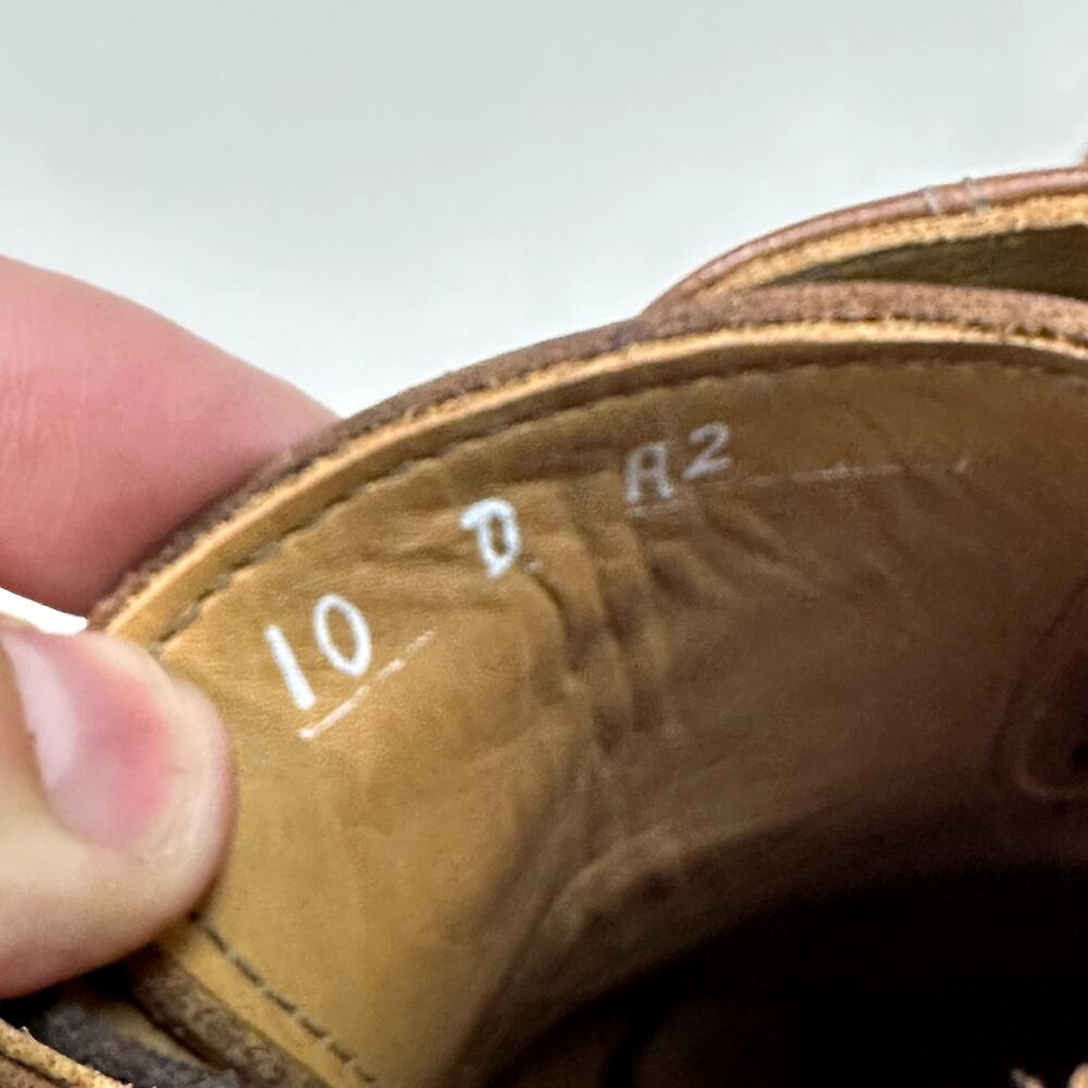 EXCELLENT Oak Street Bootmakers Natural Brown Plain Toe Blucher Made in USA 10 - Picture 8 of 10